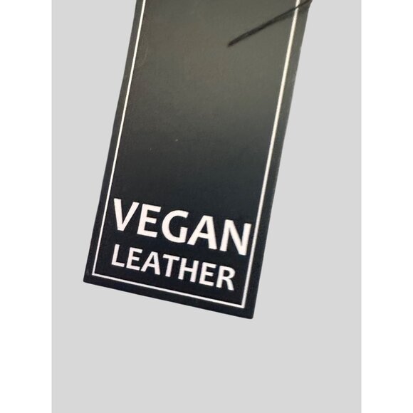 French Connection XL Faux Vegan Leather Bomber Jacket Shearling Collar Black - Picture 9 of 10